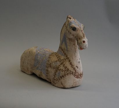 Legless and earless horse in polychrome terracotta...