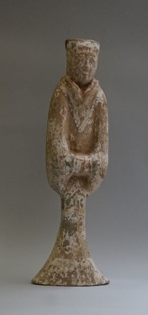 Grey terracotta court lady with remains of...