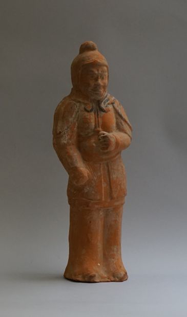 Orange terracotta warrior with remains of...