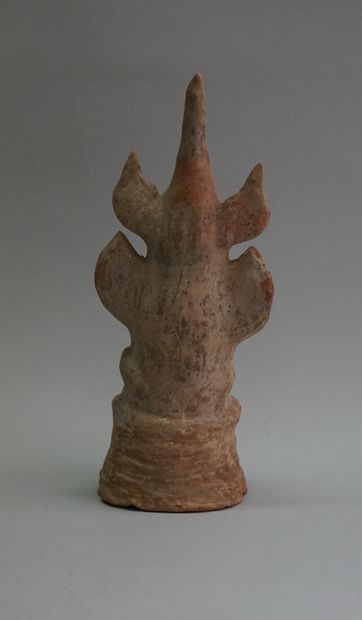 One-horned chimera in beige and white clay....