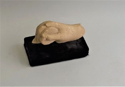Hand holding a disc finely executed in limestone.

Hellenistic...