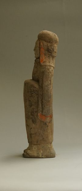 Grey terracotta dignitary with brown, white...