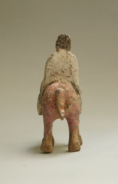 Beige terracotta horse general with red,...