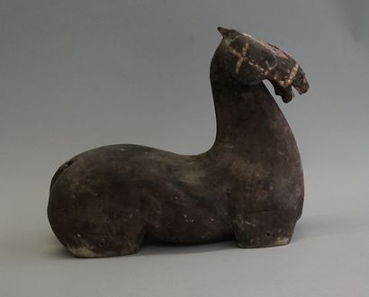 Legless and earless horse in polychrome terracotta...