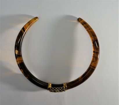 Imitation tortoiseshell torque necklace,...