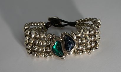 BRACELET in silver metal with 4 rows of free...