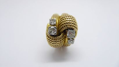 BAGUE en or rose 18K (750/°°) ornée d'un...