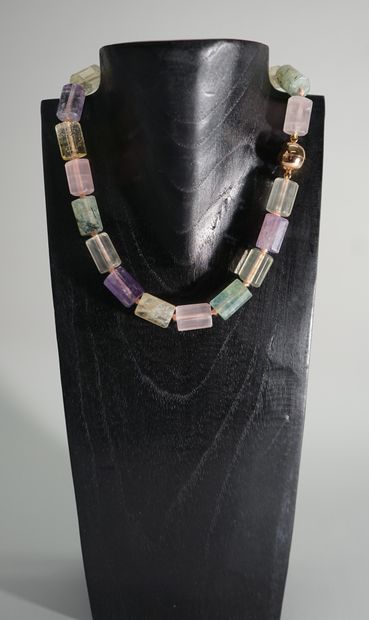 NECKLACE composed of faceted cylinders of...