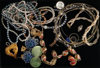 SET of costume jewelry including pearl necklaces,...