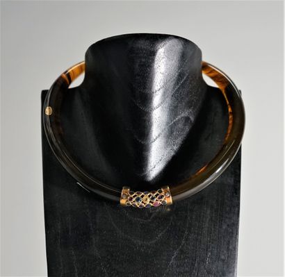 Imitation tortoiseshell torque necklace,...