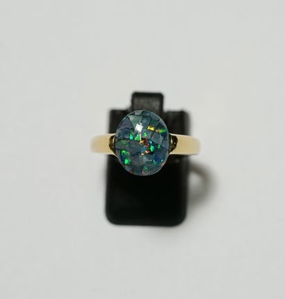 BAGUE en argent doré 925/°° (vermeil) sertie...