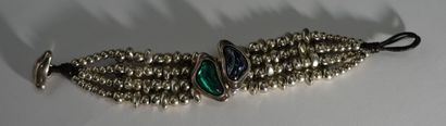 BRACELET in silver metal with 4 rows of free...