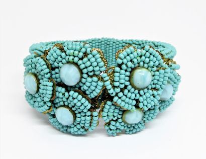 BRACELET JONC opening, decorated with turquoise...
