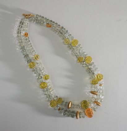 NECKLACE made of faceted green amethyst beads...