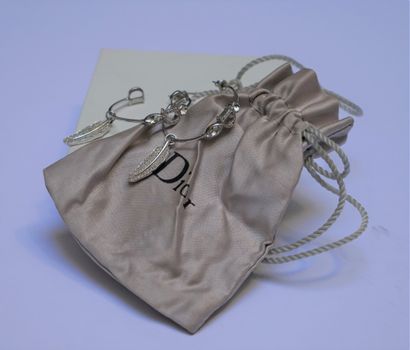 DIOR - PAIR OF CREOLES in silver-colored...
