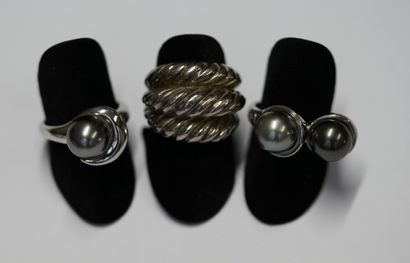 ENSEMBLE de 3 bagues en argent (925/°°):...