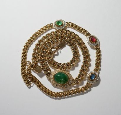 
CINER - GOLDEN METAL NECKLACE with a green...