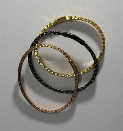 DALIA - 3 BRACELETS joncs section carrée...