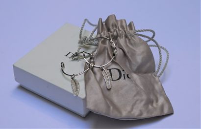DIOR - PAIR OF CREOLES in silver-colored...
