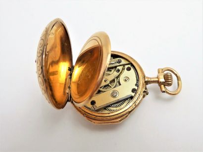 NECK WATCH in 18K (750/°°) yellow gold, white...