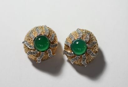 PANETTA - Pair of gold plated button ear...