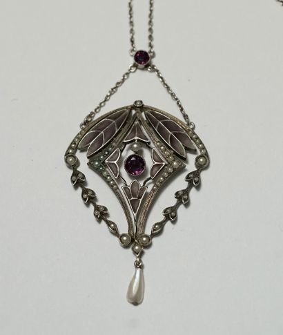 Fine silver necklace 925/°° finished with...