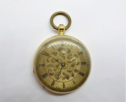 18K (750/°°) yellow gold GOUSSET WATCH, dial...
