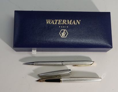 WATERMANN, set of two silver guilloche pens...
