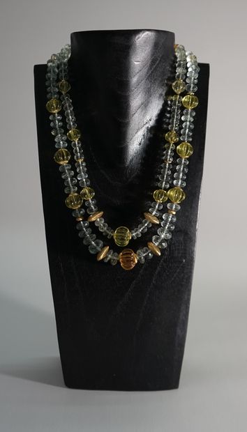 NECKLACE made of faceted green amethyst beads...