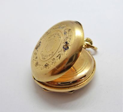 NECK WATCH in 18K (750/°°) yellow gold, horse...