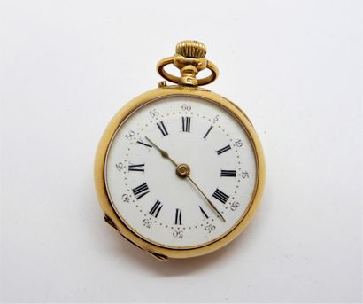 NECK WATCH in 18K (750/°°) yellow gold, horse...