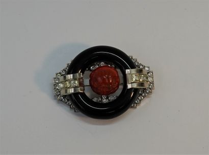 PHILIPPE FERRANDIS - Art Deco style brooch...