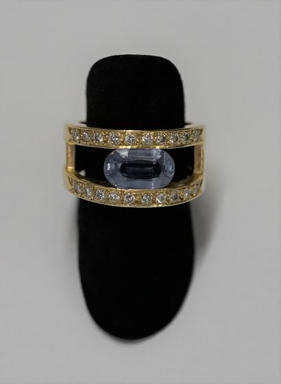 18k (750/°°) yellow gold openwork band ring,...