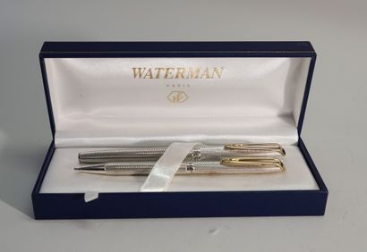 WATERMANN, set of two silver guilloche pens...