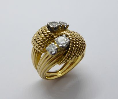 BAGUE en or rose 18K (750/°°) ornée d'un...