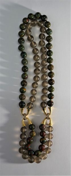 COLLIER double rangs de perles rondes de...