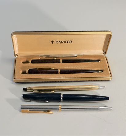 SET of various pens including: 1 PARKER blue...