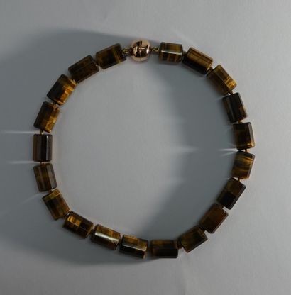 NECKLACE made of faceted cylinders of tiger...