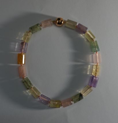 NECKLACE composed of faceted cylinders of...