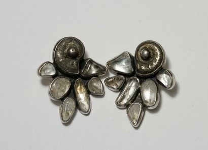 PAIRE DE CLIPS D'OREILLES en argent 925/°°...