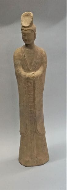 Warrior in orange terracotta. Carved in an...