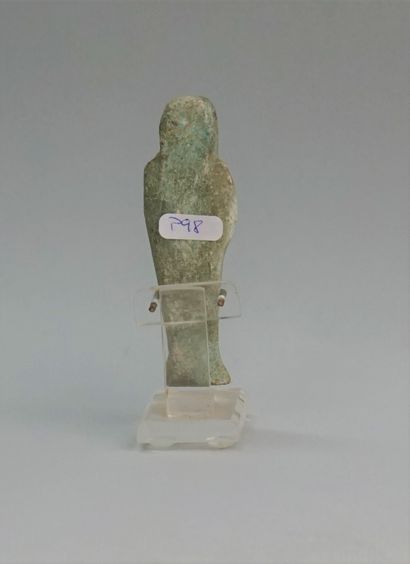 Oushebti green earthenware. 9.5x3cm
