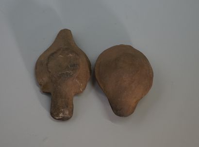 Set of two terracotta oil lamps in the Roman...