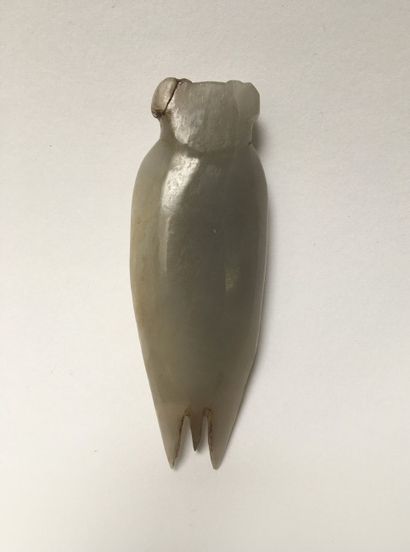 Cicada with a cherub's head in grey jade....