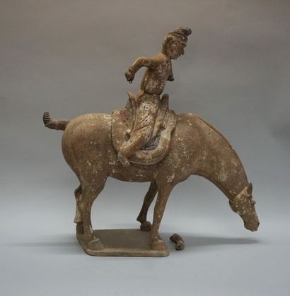 Horse and rider (removable) in terracotta...