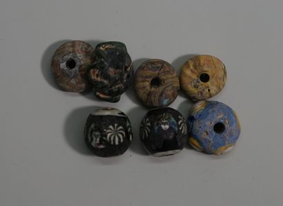Lot of antique polychrome glass paste necklace...