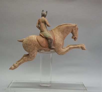 Polychrome terracotta polo player. Reassembled...