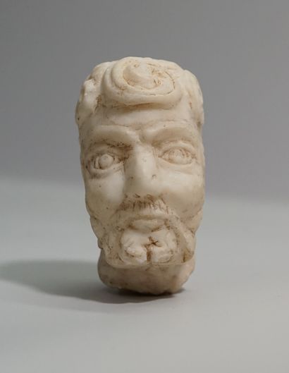 White marble head of a bearded man. Gallo-Roman...