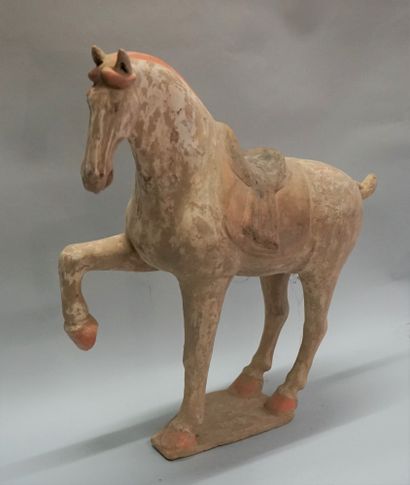 Prancing horse in white, orange and black...