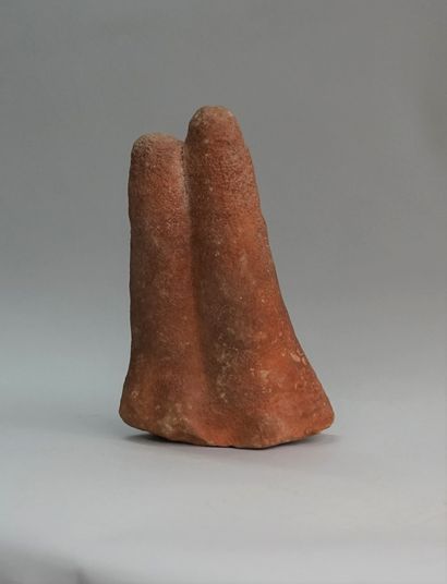 Couple embracing in beige orangy stone in...